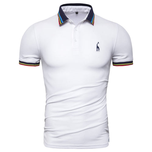 Dropshipping 2019 New Summer Cotton Polo Men Solid Deer Embroidery Short Sleeve Polo Shirt Men Fashion Polo Giraffe Mens Shirts