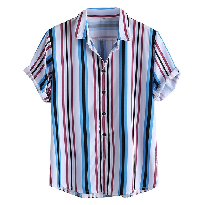 Womail Hot Summer Fashion Shirts Mens Breathable Striped Turn Down Collar Short Sleeve Loose Casual Shirts 2019 New Arrival