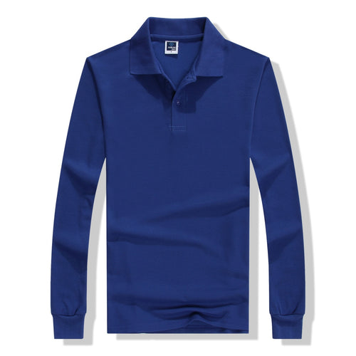 2018 Autumn Breathable Cotton Slim Polo Shirts Men Long Sleeve Camiseta Fashion Collar Fitness Solid Male Embroidery print logo