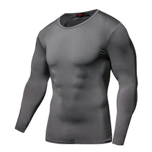Load image into Gallery viewer, Men Compression T Shirts Elastic Keep Fit Fitness Long Sleeves Solid Base Layer Skin Tight Weight Lifting Shirts Homme