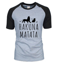 Load image into Gallery viewer, The Lion King HAKUNA MATATA Printed Raglan Tee Shirts 2019 Summer  Men 100% Cotton Short Sleeve T-Shirt Casual Slim Fit T-Shirt