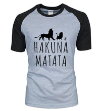 Load image into Gallery viewer, The Lion King HAKUNA MATATA Printed Raglan Tee Shirts 2019 Summer  Men 100% Cotton Short Sleeve T-Shirt Casual Slim Fit T-Shirt