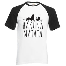 Load image into Gallery viewer, The Lion King HAKUNA MATATA Printed Raglan Tee Shirts 2019 Summer  Men 100% Cotton Short Sleeve T-Shirt Casual Slim Fit T-Shirt