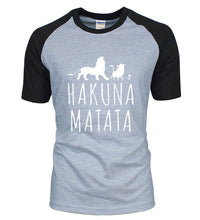 Load image into Gallery viewer, The Lion King HAKUNA MATATA Printed Raglan Tee Shirts 2019 Summer  Men 100% Cotton Short Sleeve T-Shirt Casual Slim Fit T-Shirt