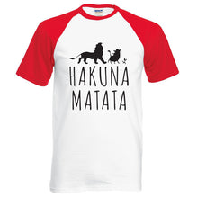 Load image into Gallery viewer, The Lion King HAKUNA MATATA Printed Raglan Tee Shirts 2019 Summer  Men 100% Cotton Short Sleeve T-Shirt Casual Slim Fit T-Shirt