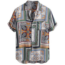 Load image into Gallery viewer, Womail 2019 New Arrival Fashion Summer Shirts Mens Vintage Ethnic Printed Turn Down Collar Short Sleeve Loose Casual Shirts