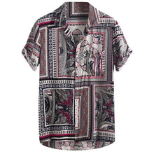 Load image into Gallery viewer, Womail 2019 New Arrival Fashion Summer Shirts Mens Vintage Ethnic Printed Turn Down Collar Short Sleeve Loose Casual Shirts